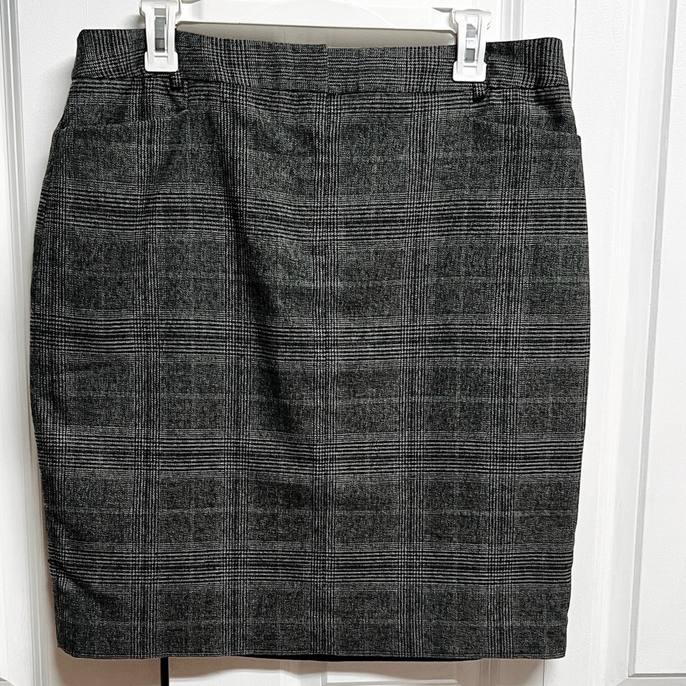 Calvin Klein Charcoal Plaid Pencil Skirt Size L